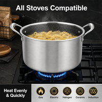 Ensemble de 6 casseroles en acier inoxydable triple couche, antiadhésives, non toxiques, compatibles induction, avec couvercles et poignées isothermes