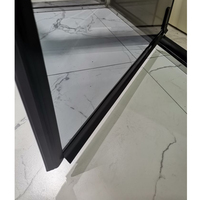 Cabine de douche carrée noire KMRY KD5236L avec porte battante en verre et charnière en acier inoxydable pour salle de bain