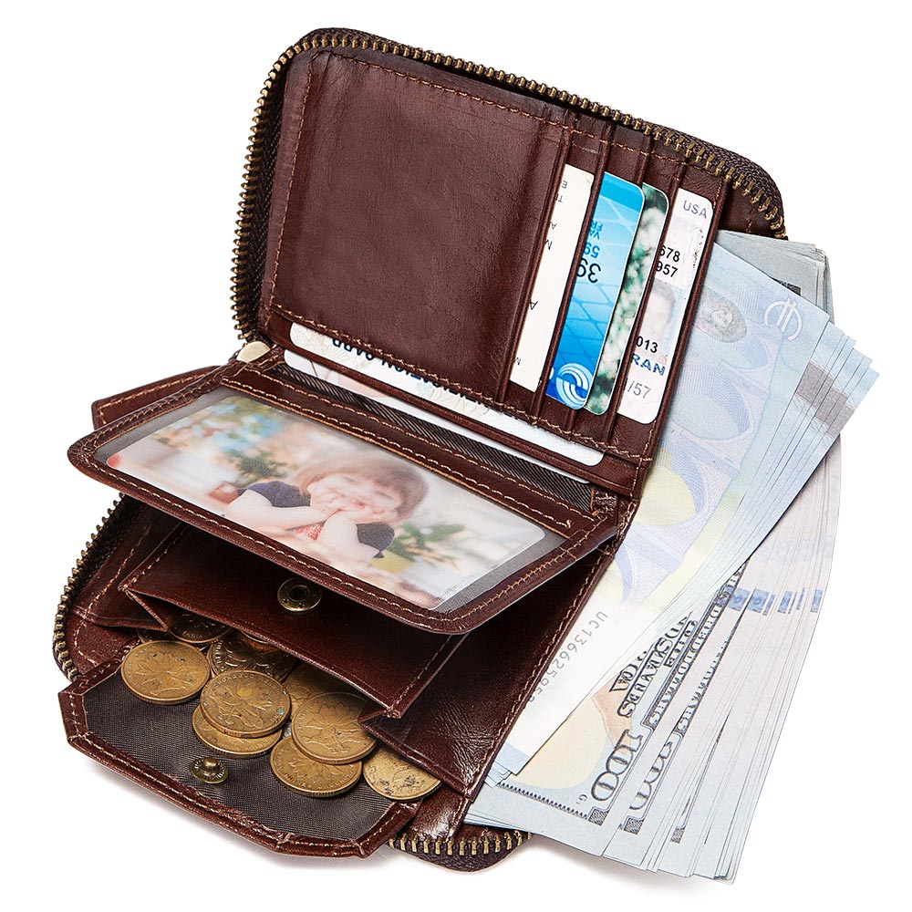 BULLCAPTAIN Portefeuilles en cuir véritable pour hommes, petit porte