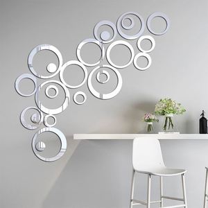 Pegatina de Pared Circular de Espejo Acrílico, Combinación 3D, para Dormitorio, Sala de Estar, Desmontable, Impermeable, Decorativa - Product Image 3