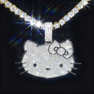 Custom Vvs Moissanite <b>Hello</b> <b>Kitty</b> Pendant Men Hip Hop Style Iced Out 925 Silver Round Brilliant Cut Diamond Pendant Jewelry - Product Image 1