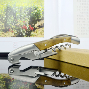 Solid Wood And Stainless Steel Wine <b>Opener</b> With Shadow Wood Handle Multifunctional Household Corkscrew For Wine Bottle Opening - Product Image 1