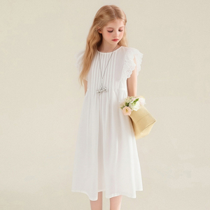 <span class=keywords><strong>Vestito</strong></span> <span class=keywords><strong>Bianco</strong></span> in Pizzo con Volant Senza Maniche per Bambine, Abito Estivo Casual a Linea A per Bambine Piccole - Product Image 2