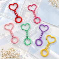 Porte-clés Cœur Couleur Bonbon avec Fermoir à Pression et Anneau à Ressort pour Noël, Cadeau Femme, Accessoires DIY, Breloque de Sac