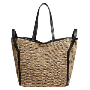 <span class=keywords><strong>Sac</strong></span> fourre-tout décontracté pour femme, <span class=keywords><strong>sac</strong></span> de plage grande capacité, sacs à bandoulière en papier tressé pour dames, idéal pour l'été - Product Image 1