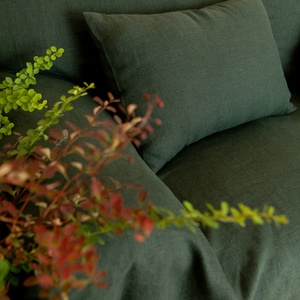 200gsm Pure Organic Flax Linen Couch <b>Sofa</b> Cover for Living Room Hotel All Season Custom Size 100% Linen <b>Slipcover</b> - Product Image 5