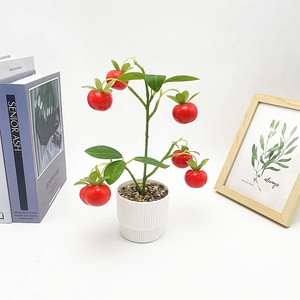 Bonsái Artificial de Caqui Paulon de 26 cm de Alto, Rojo, Planta Decorativa para Interiores - Product Image 1