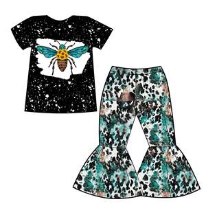 Nouvelles tenues pour filles, mode enfant, hauts imprimés d'animaux de la ferme, pantalons à pattes d'éléphant, vêtements pour filles, ensembles boutique pour enfants - Product Image 3