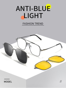 <span class=keywords><strong>Lunettes</strong></span> de soleil polarisées noires et jaunes à clip magnétique 2 en 1, monture optique transparente, protection UV - Product Image 4