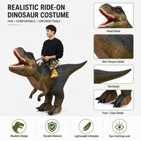 Costume gonflable de dinosaure pour adulte, étanche, 1,8 m, prêt à être expédié, accessoire d'Halloween, tenue à chevaucher, commande en gros directe d'usine
