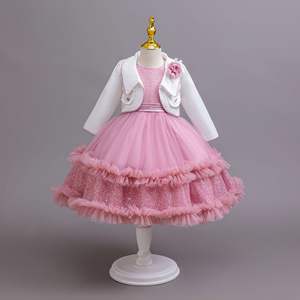 Abito da Principessa in Stile Europeo con Giacca in Pizzo, Vestito Elegante Rosso per Festa di Compleanno <span class=keywords><strong>Bambina</strong></span>, Set per Bambini 8 Anni - Product Image 4