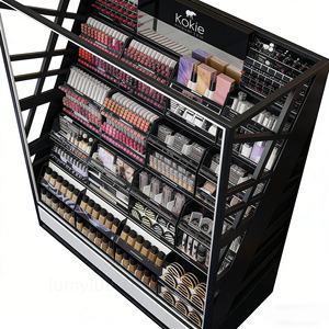 Meuble de rangement pour maquillage avec éclairage LED haut de gamme, avec tiroirs, en métal robuste, présentoir de sol pour boutique de cosmétiques - Product Image 4