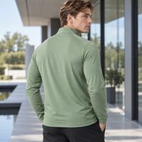 Sweat-shirt de performance pour homme en polyester et élasthanne, col montant zippé, perforations découpées au laser, vente en gros