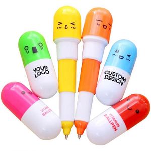 Custom Logo Mini Capsule Pill <b>Pen</b> Promotion Advertising <b>Retractable</b> Plastic Ballpoint <b>Pen</b> With for School Supplies - Product Image 1