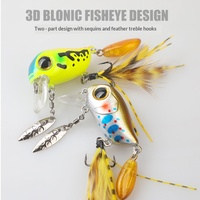 Leurre de surface Micro Minnow 38mm/5g avec lame rotative à plumes pour la pêche au bar, à la perche et à la truite en eau douce