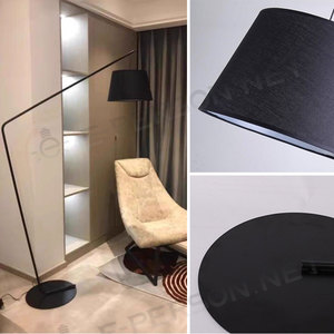 Modern Arched <strong>Floor</strong> <strong>Lamp</strong> with Hanging Drum <strong>Shade</strong> Minimalist Black Arc Light <strong>for</strong> Living Room - Product Image 3