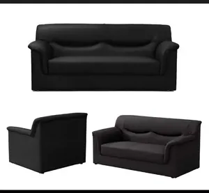Ensemble de canapés 1+2 <span class=keywords><strong>en</strong></span> <span class=keywords><strong>cuir</strong></span> PVC noir avec dossier ergonomique classique, directement de l'usine, <span class=keywords><strong>pour</strong></span> bureaux et salles d'attente - Product Image 5