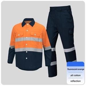 Verano Hi Vis uniforme de trabajo tiras reflectantes hombres 100% ropa de trabajo de algodón con cinta reflectante - Product Image 2