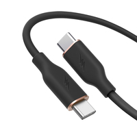 Kabel Transfer Data USB-A, Type-C PD 60W 3A Pengisian Cepat, Bahan Silikon Cair Lembut, Konektor USB 3.0, Konduktor Tembaga Murni