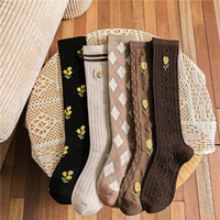Chaussettes hautes respirantes QUEER pour femmes et filles, antibactériennes, écologiques, blanches, noires, kaki, café, vintage, fantaisie, en coton