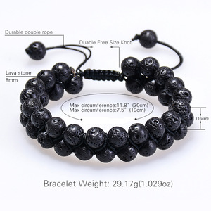 <span class=keywords><strong>Bracelet</strong></span> en pierres naturelles à double rangée de <span class=keywords><strong>chakras</strong></span>, pierre volcanique fusionnée, ajustable, tressé, style vintage pour le yoga - Product Image 5
