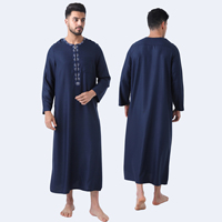 Thobe Thawb brodé marocain respirant en polyester pour hommes arabes musulmans, tendance et toutes saisons, vente en gros