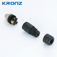 Connecteur de câblage sur site KRONZ M12 à 4 broches codées A, à bornes à vis, robuste, avec double sortie de câble, double entrée de fil, IP67