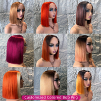 Perruque Bob Femme Cheveux Naturels Brésiliens Brut Bob Coup Blunt 13X4 Pas Cher Perruque Frontale Lace