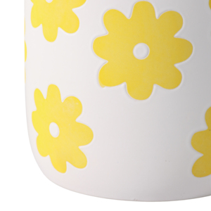 Vaso decorativo con motivo a margherite bianco e giallo, contenitore per piante da interno ed esterno per la decorazione di casa, giardino e patio - Product Image 4