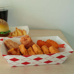 卸売り印刷特注使い捨て紙箱オイルプルーフフライドポテトスナックトレイ食品包装ボートトレイ - Product Image 2