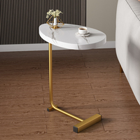 Table basse ovale compacte pour salon, meuble d'appoint en bois avec pieds en métal, table basse moderne miniature mobile