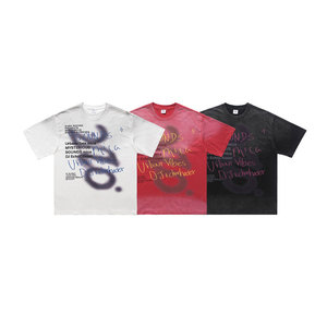Men's Pure Cotton Street T Shirt Letter Print Loose Fit Short Sleeve O Neck Summer <b>Tee</b> - Product Image 4