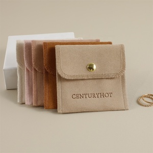 Pochette à bijoux en microfibre personnalisée PUPPYSEW, pochette d'emballage de bijoux faits à la main avec bouton pression, sac à bijoux 8*8cm avec logo - Product Image 4