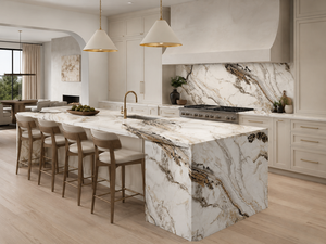 UNION STONE Calacatta Bronze Noir, Losa Grande de Cuarzo Artificial Impreso, Diseño Moderno Ecológico para Cocina, Pared, Baño, Comedor - Product Image 1