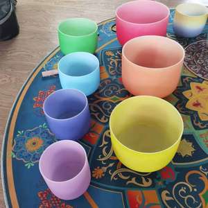 Tinh Thể Linh Hồn Frosted Màu Hồng Thạch Anh Màu Sắc của Chakra Set 6-12 Hot Bán Hoàn Hảo Pitch Pha Lê Hát Bát - Product Image 6