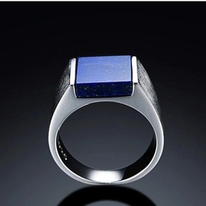 <span class=keywords><strong>Bijoux</strong></span> en argent BOCAI S925 <span class=keywords><strong>avec</strong></span> anneau en <span class=keywords><strong>lapis</strong></span>-<span class=keywords><strong>lazuli</strong></span> naturel pour homme, serti de diamants, tendance, cadeau de mariage pour les fêtes - Product Image 3