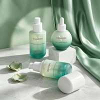 Ensemble de flacons et pots cosmétiques vides en verre dépoli vert, forme capsule unique, 40ml, 100ml, 120ml, 50g, 100g, pour soins de la peau et lotions