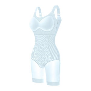 Body sculptant à motif maillé avec soutien-gorge rembourré intégré, bretelles larges réglables, contrôle du ventre, effet push-up fessier et compression mi-<span class=keywords><strong>cuisse</strong></span> - Product Image 4