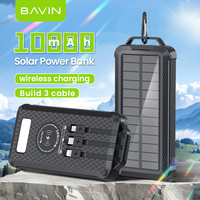Batterie Externe Portable BAVIN PC1117 10000 mAh Li-Polymère, Panneaux Solaires, Recharge Rapide, Lampe LED et Câble Inclus