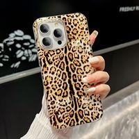Nouvelle coque de luxe à paillettes, motif léopard, adaptée aux coques de téléphone iPhone 16 15 14, coque électro-plaquée, motif de coque, coque de protection