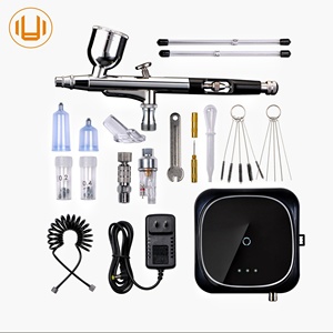 <span class=keywords><strong>Aérographe</strong></span> double action avec compresseur à arrêt automatique 30 psi, pistolet de pulvérisation pour maquillage, peinture à ongles, tatouage, corps, gâteaux, <span class=keywords><strong>voiture</strong></span>, barbier - Product Image 1
