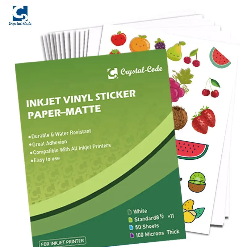 De etiqueta para paquete de papel blanco mate 8,5 "* 11" vinilo adhesivo de inyección de tinta de hoja de papel adhesivo