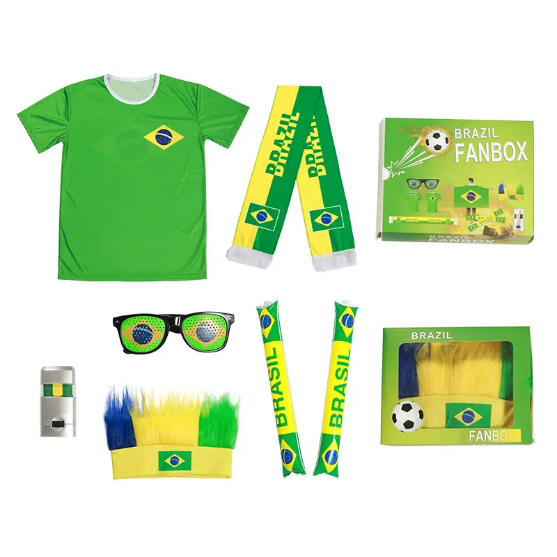 OEM individueller Logodruck Fußballventilatorzubehör Fußballventilator-Kit brasilianische Flagge für Sport-Event Geschenk