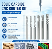 Fresa de Precisión Viextro de Carburo Sólido Sin Recubrimiento 55HRC para CNC, Espiral de Una Sola Filo, 4mm, para Acrílico, OEM/ODM