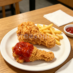 Modelo de PVC de muslo de pollo frito falso, set de exhibición para escaparates de restaurantes de comida rápida y carros de comida, con salsa de tomate crujiente artificial. - Product Image 6