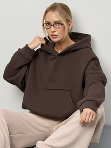 Sweat-shirts en molleton sans cordon de haute qualité pour femmes, en coton, vente en gros, impression personnalisée, broderie - Product Image 4