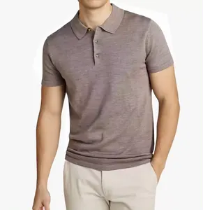 Wholesale New Arrival Men's Knit Short-sleeved Polo T-shirt 100% Merino Wool Polo Shirts Men Camisas