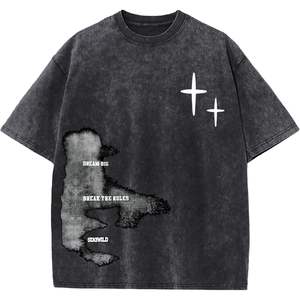 T-shirts graphiques décontractés d'été pour hommes personnalisés, style streetwear Y2K, coupe oversize, effet délavé, motif inspirant 3D - Product Image 5