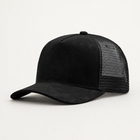 Topi Trucker 5 Panel Jaring Suede Bordir Logo Custom, Pinggiran Melengkung, Snapback, Bernapas, untuk Pria Wanita