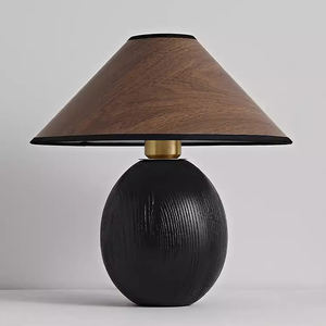 Lampe de table vintage japonaise du milieu du siècle dernier - 330 mm - Bois de frêne naturel - Lampe de chevet LED pour salon et chambre à coucher - Product Image 2